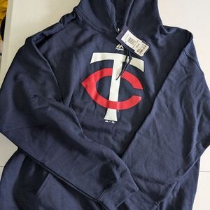 Men's Navy Hoodie with Red and White Logo